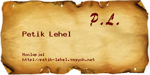 Petik Lehel névjegykártya